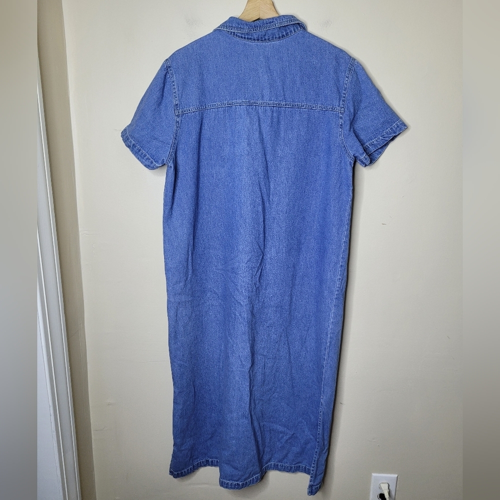 Vintage 90s Denim Dress Button Front Size Large Original TY Wear - Picture 4 of 6